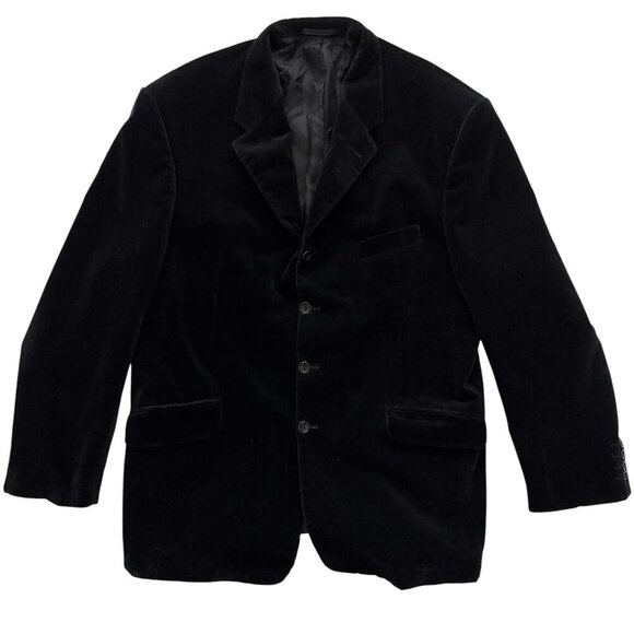 VINTAGE Ciro Citterio Black Velvet Blazer Jacket Large / 42 Reg